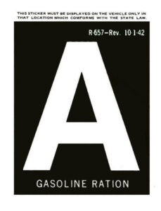 “A” gas ration sticker.