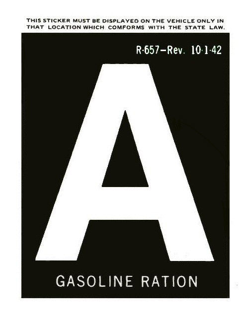 "A" gas ration sticker.