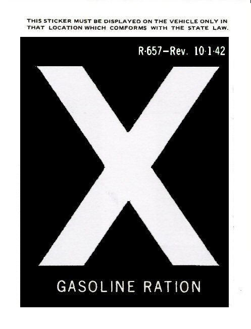 "X" gas ration sticker.