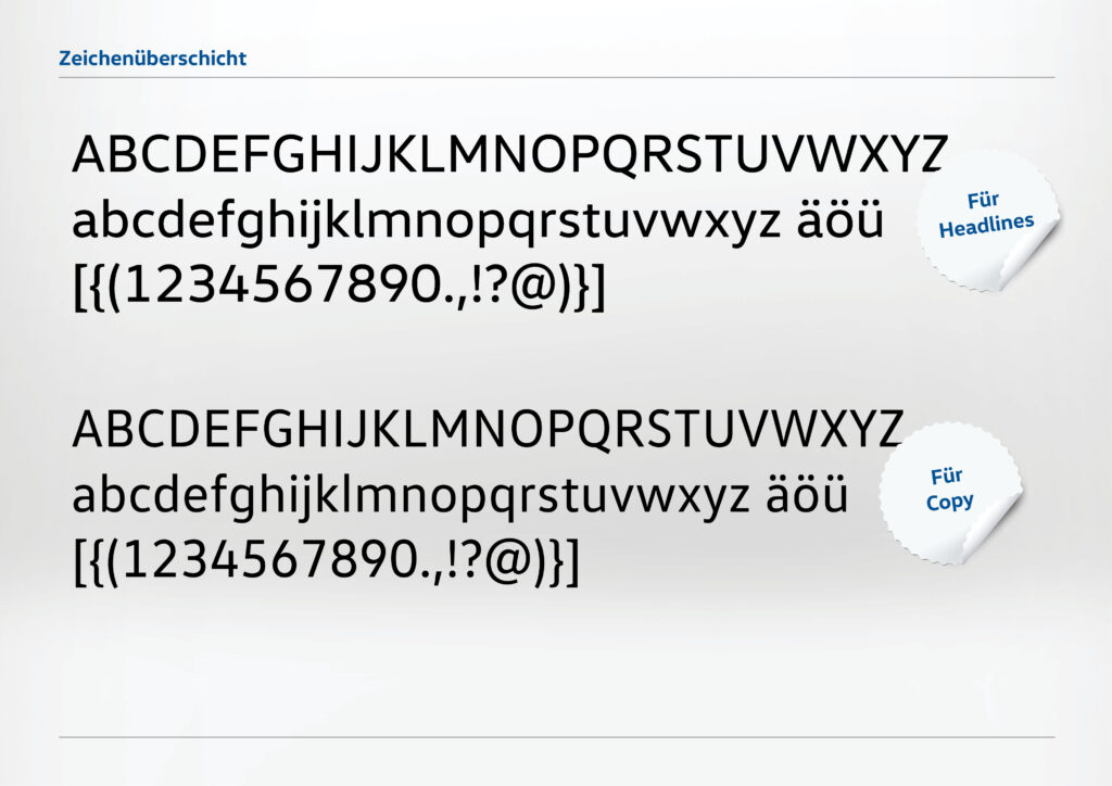 Volkswagen's new signature typeface by MetaDesign in collaboration with Hannes von Döhren. (Headlines on top and Copy onbottom).