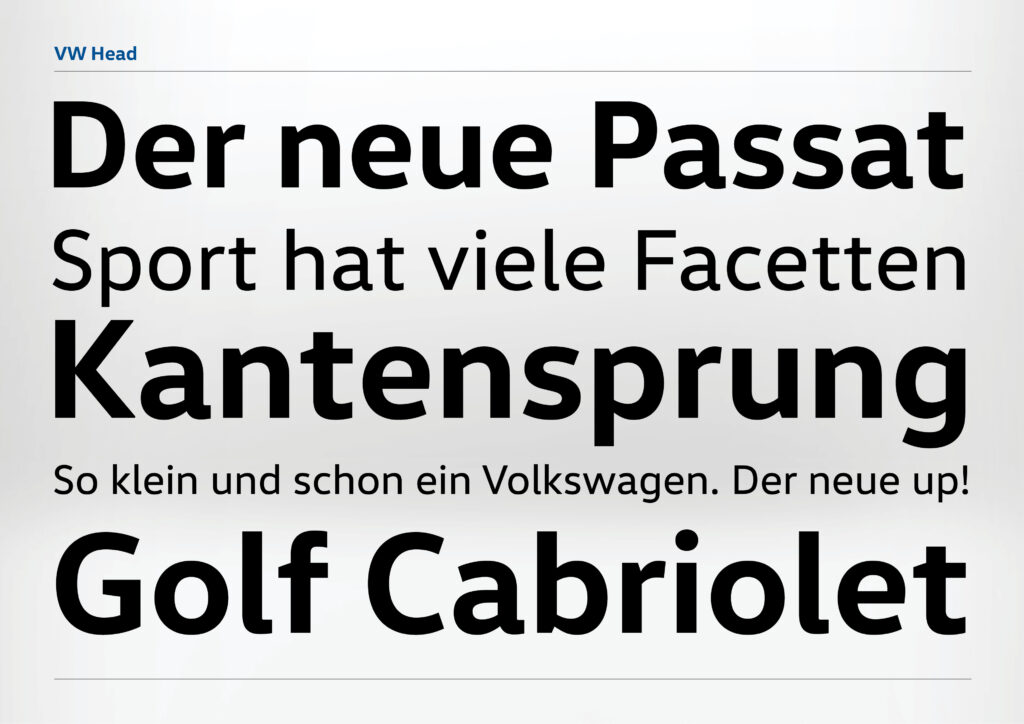 "VW Head" font.