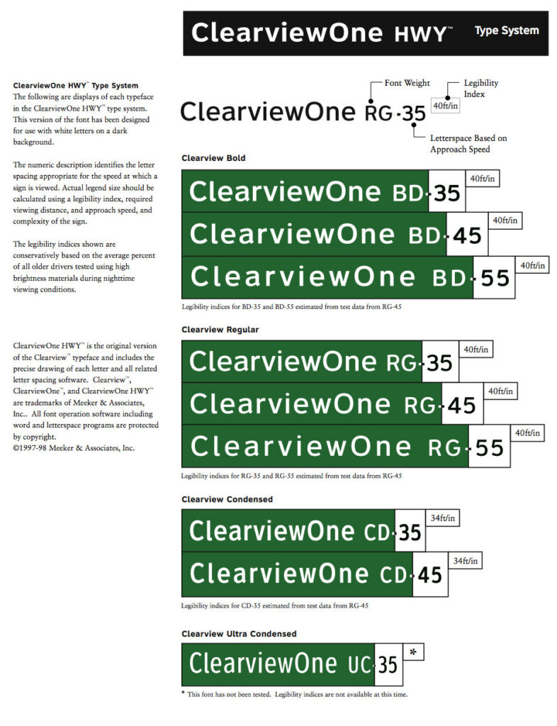 Clearview ONE highway.