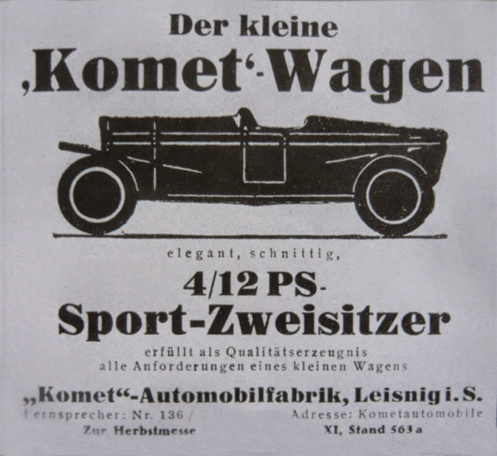 Komet Wagen ad. (source: Radiator Emblem Collection)