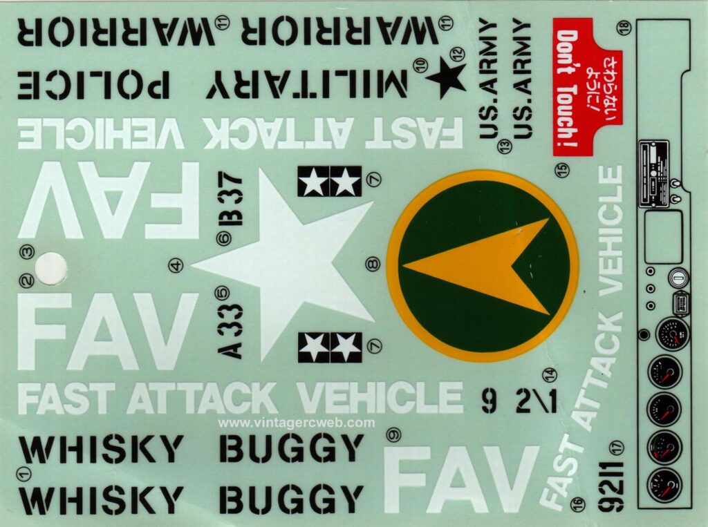 Tamiya Fast Attack Vehicle decal.