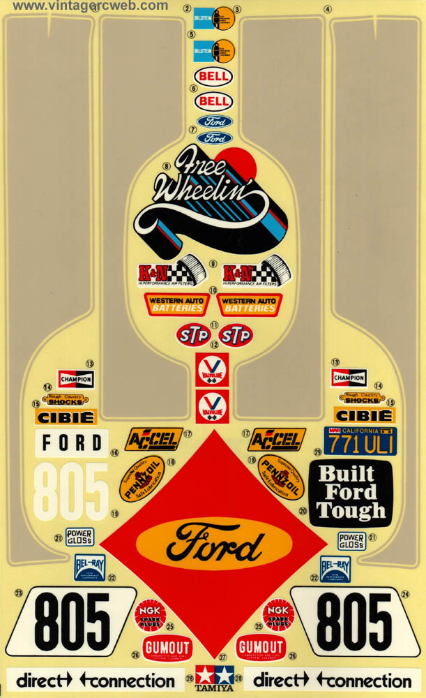 Tamiya Free Wheelin' Ford Ranger decal.