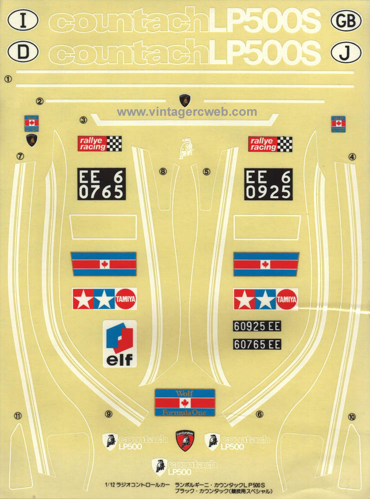 Tamiya Lamborghini Countach LP500s decal.