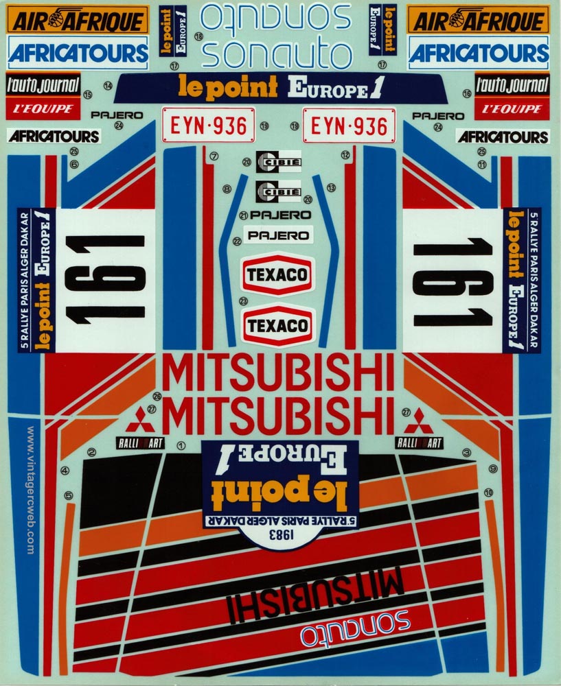 Tamiya Mitsubishi Pajero decal.