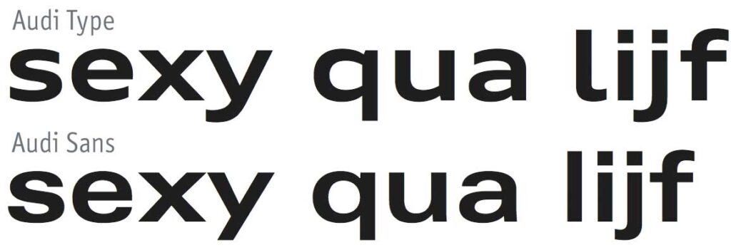 Audi Type and Audi Sans comparison.