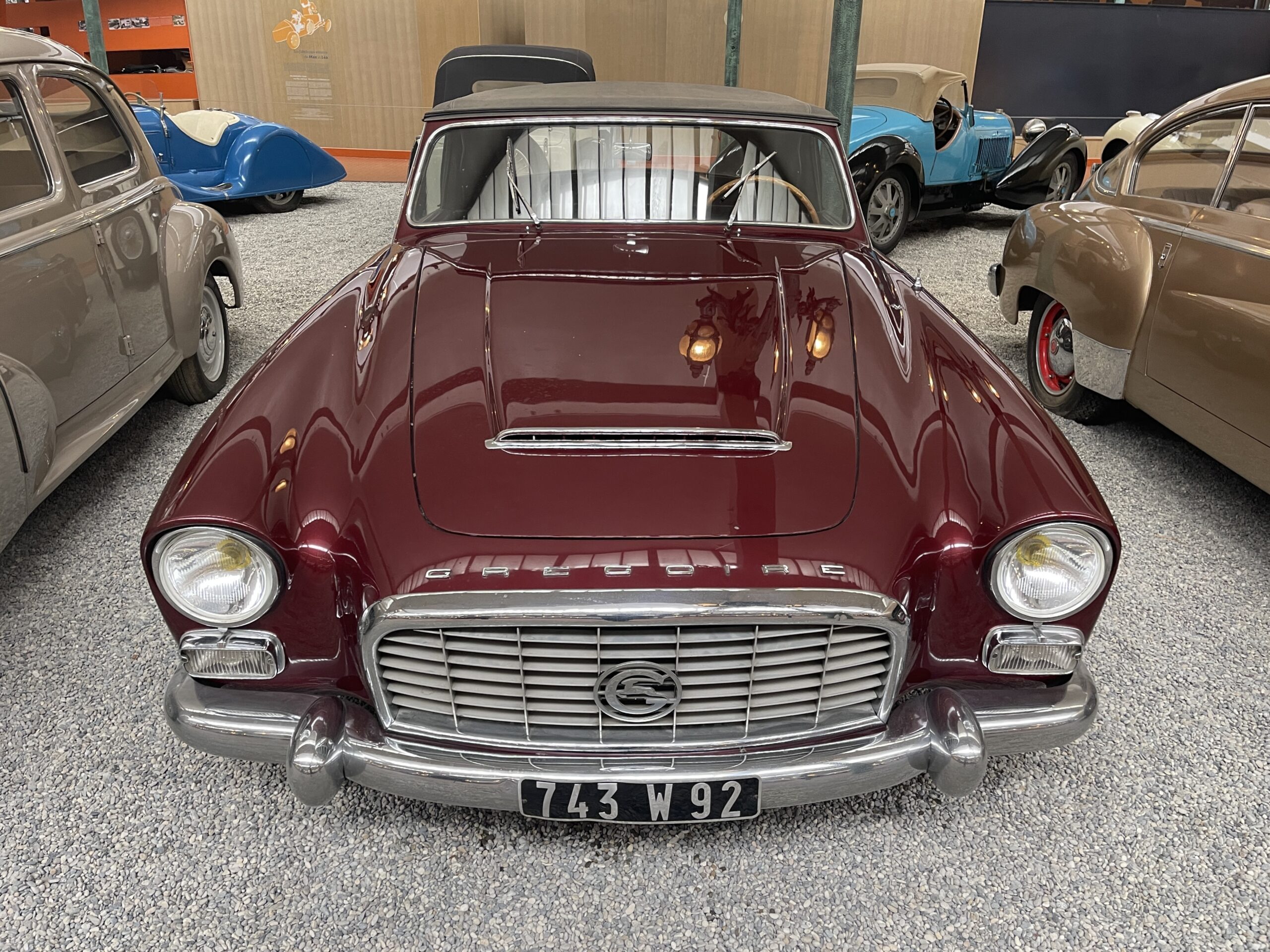 1955 Gregoire Sport Cabriolet. This car's chassis was assembled from cast-aluminum components. It has rack-and-pinion steering and four-wheel independent suspension with variable flexibility. The engine has a compressor. (©Photo by Segura)