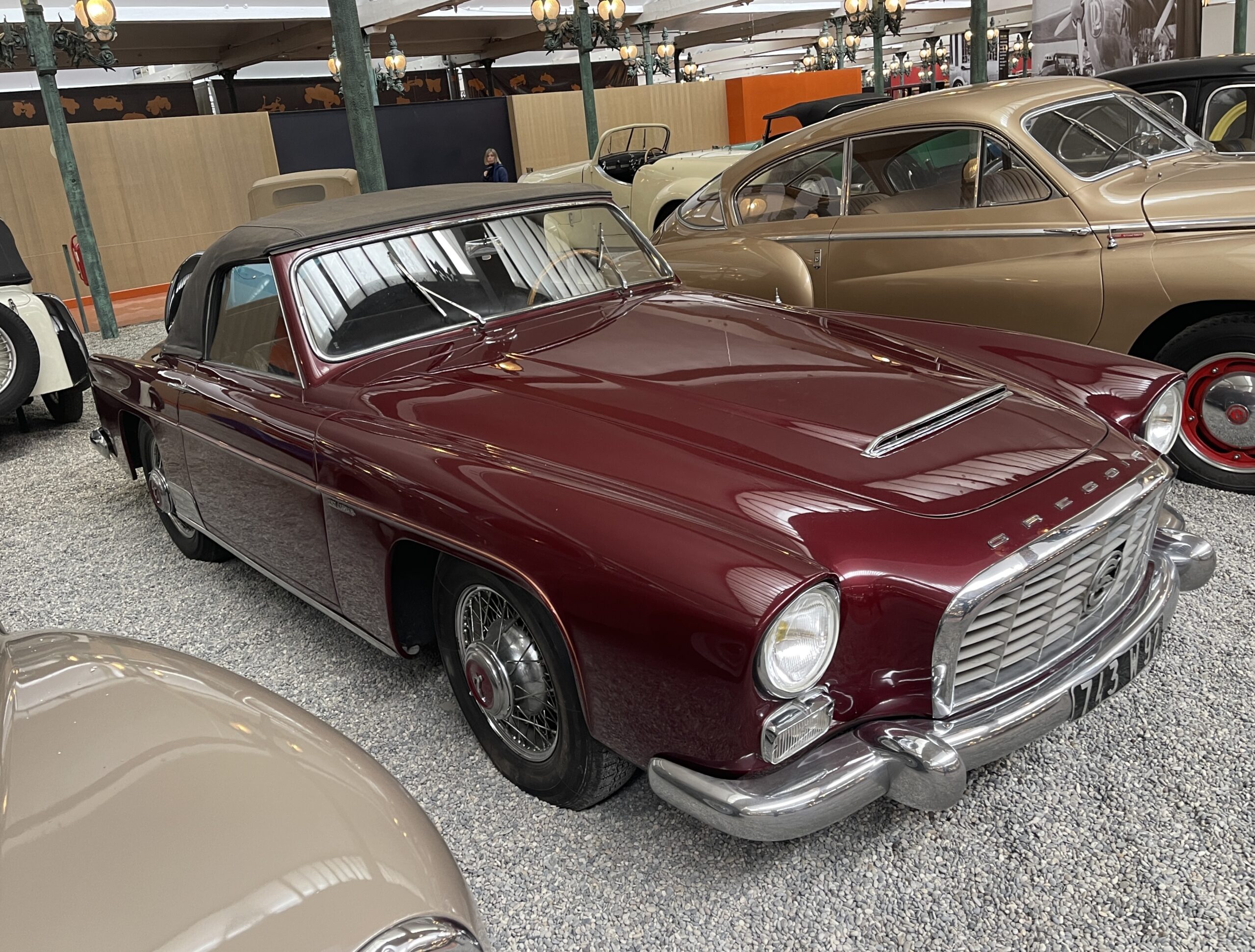 1955 Gregoire Sport Cabriolet. This car's chassis was assembled from cast-aluminum components. It has rack-and-pinion steering and four-wheel independent suspension with variable flexibility. The engine has a compressor. (©Photo by Segura)