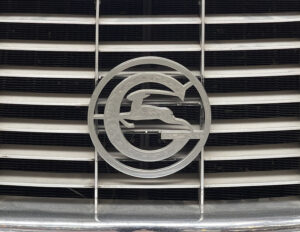 1955 Gregoire Sport Cabriolet emblem. (©Photo by Segura)