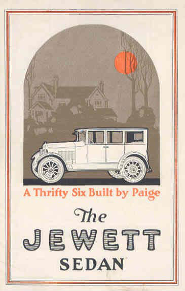 1922 Jewett Six Sedan brochure cover.