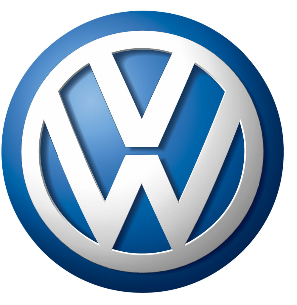 
Volkswagen logo (200-2012). It's pretty Obvious what the Volkwagen logo is (a V over a W in a blue background, sorounded by a circle). It's origin is rather mundane though. The logo was the result of an office competition to see come up with a logo. The winner of the competition (who won 50 Marks for his troubles) was an engineer named Franz Reimspiess (the same man who perfected the engine for the Beetle in the 1930's).