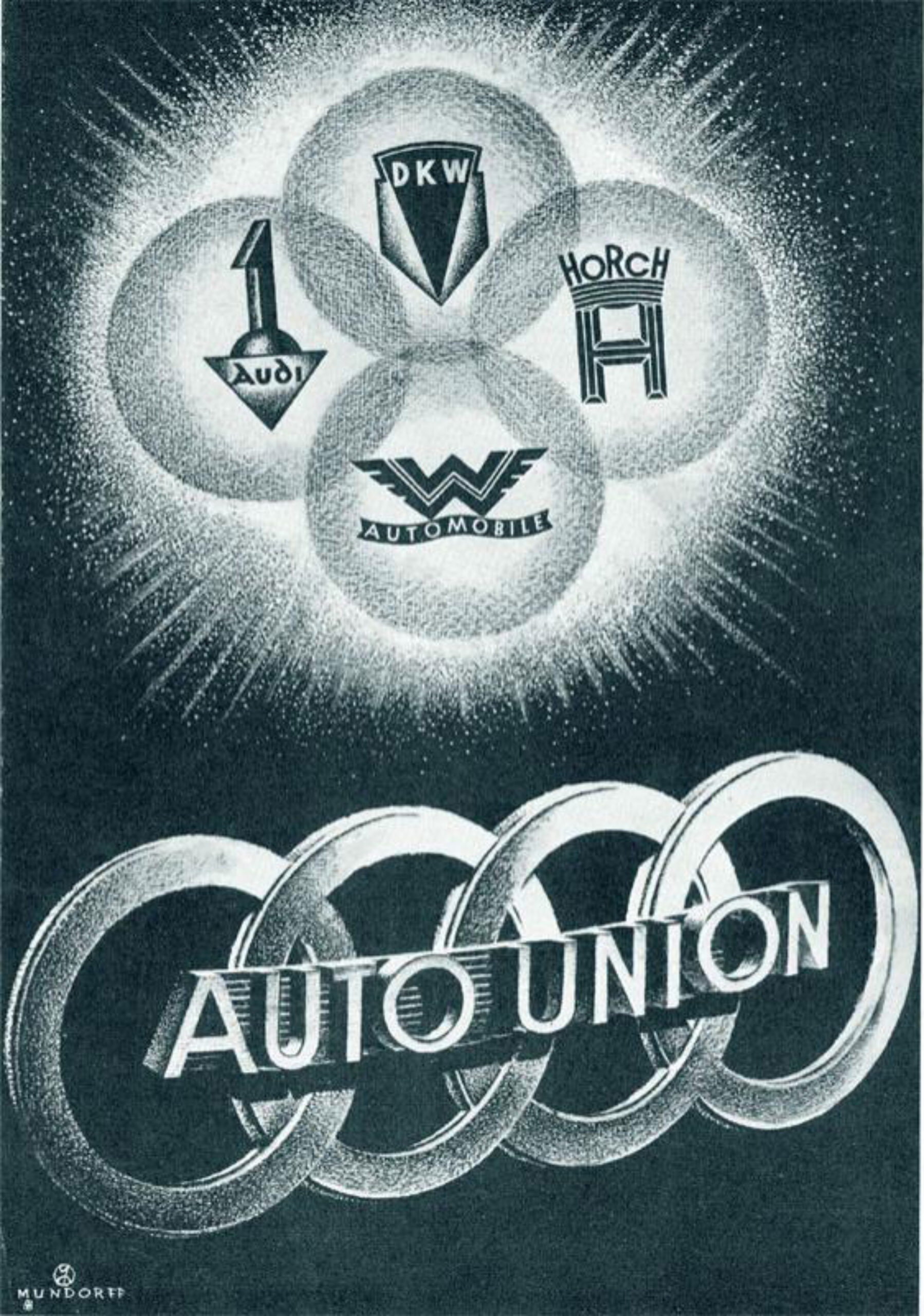 The four rings of the Auto Union logo represent the merger of Audi, DKW, Horch and Wanderer.