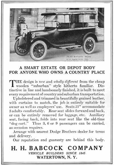 1922 Babcock ad. (source: Coachbuilt) ©2004 Mark Theobald - All rights reserved.