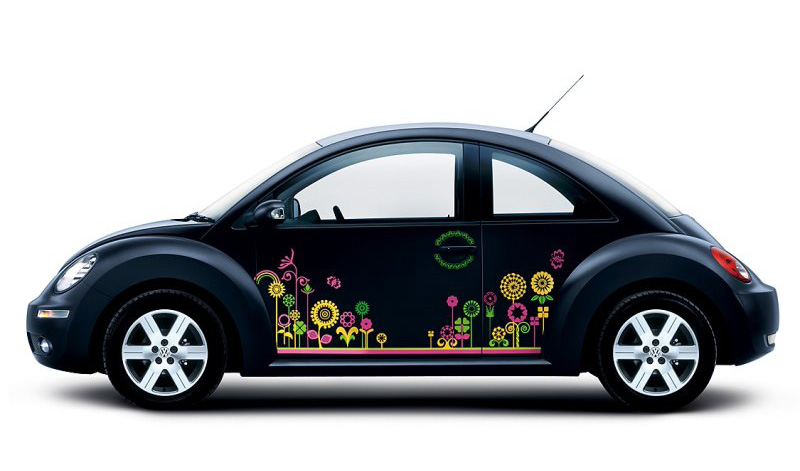 Volkswagon Beetle Art "Chasing Rainbows" decal.