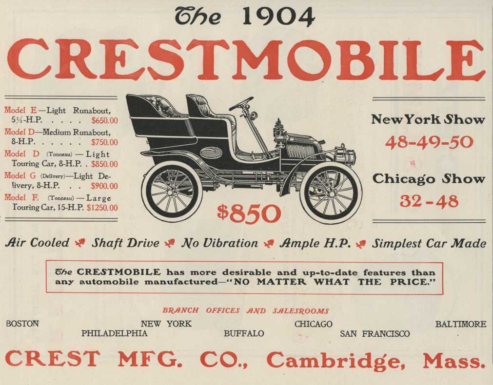 1904 Crestmobile ad. (source: Cambridge History)