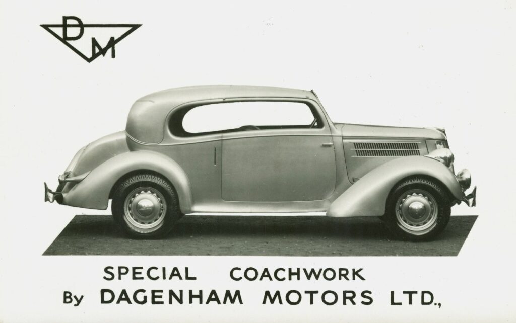 1936 Ford V8 D.M. Special Vogue Coupe (U.K.) Custom coachwork by Dagenham Motors Ltd. of London on the Ford V-8 30 HP chassis. (source: AutoHistorian )