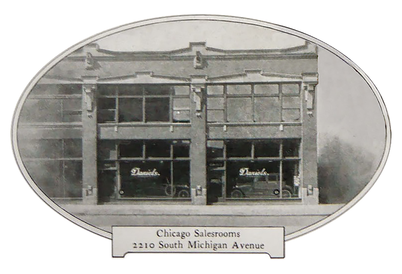 Daniels Chicago dealership in Motor Row on Michigan Avenue. (source: Radiator Emblem Collection)