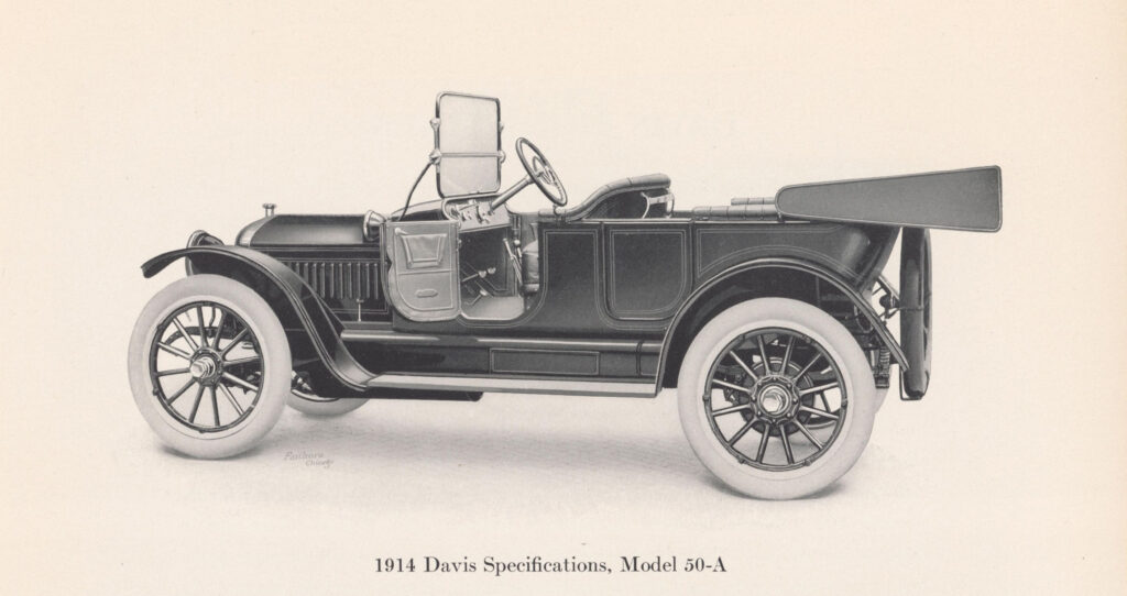 1914 Davis model 50-A. (source: Early Automobile Companies Ephemera Collection, 1910-1932. Courtesy Northwestern University Transportation Library)