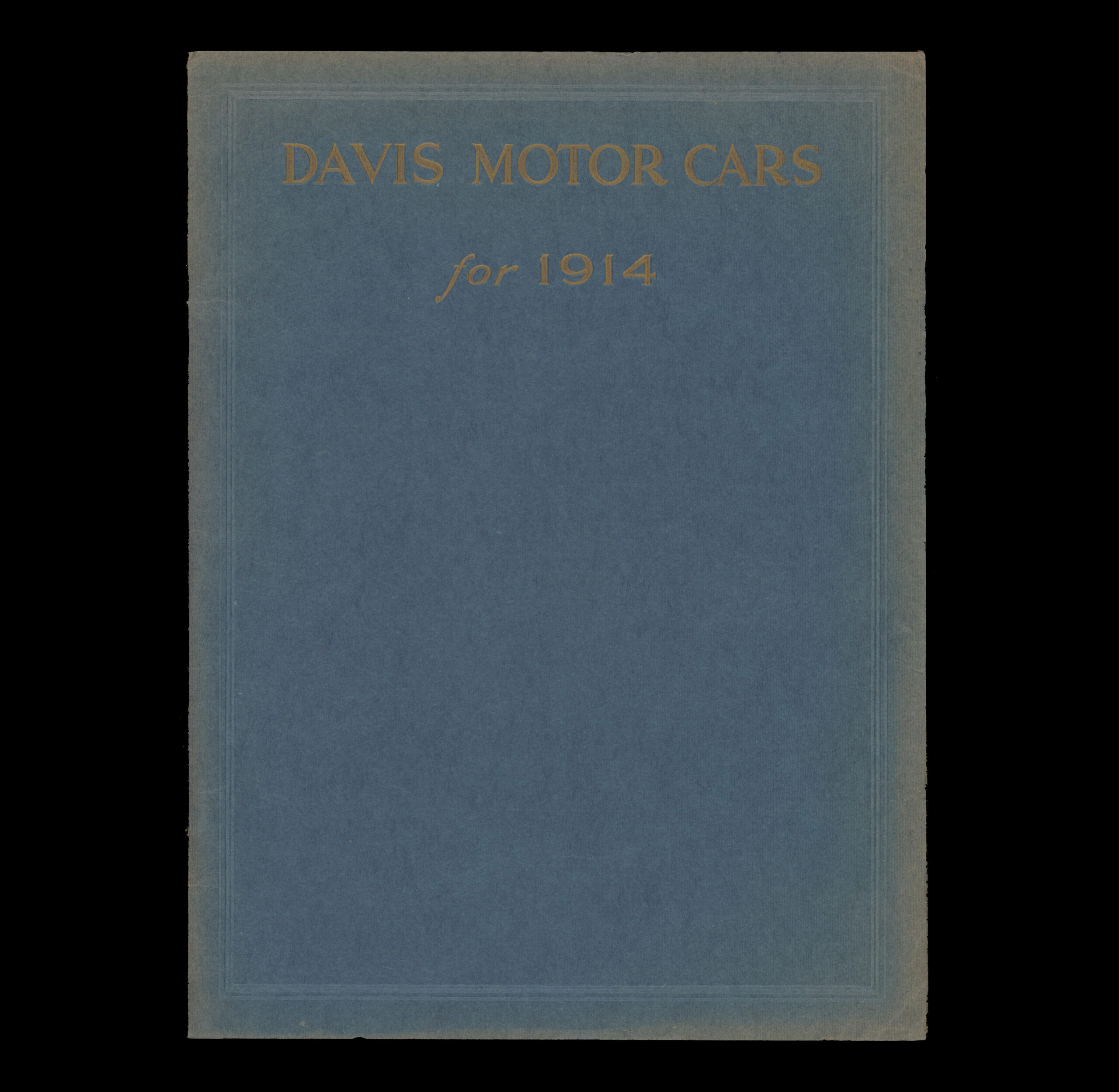 1914 Davis Motor Cars brochure cover. (source: Early Automobile Companies Ephemera Collection, 1910-1932. Courtesy Northwestern University Transportation Library)