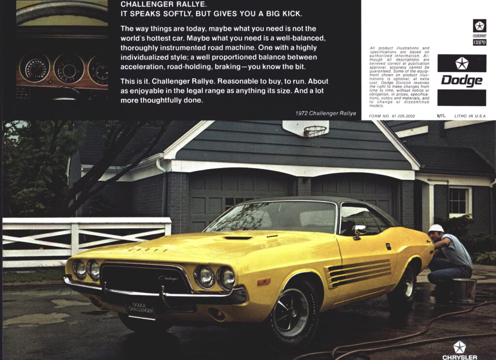 1972 Dodge Challenger Rallye ad.