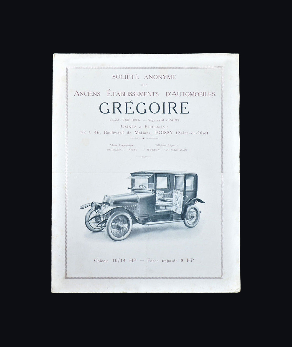 1914 Automobiles Gregoire catalog.