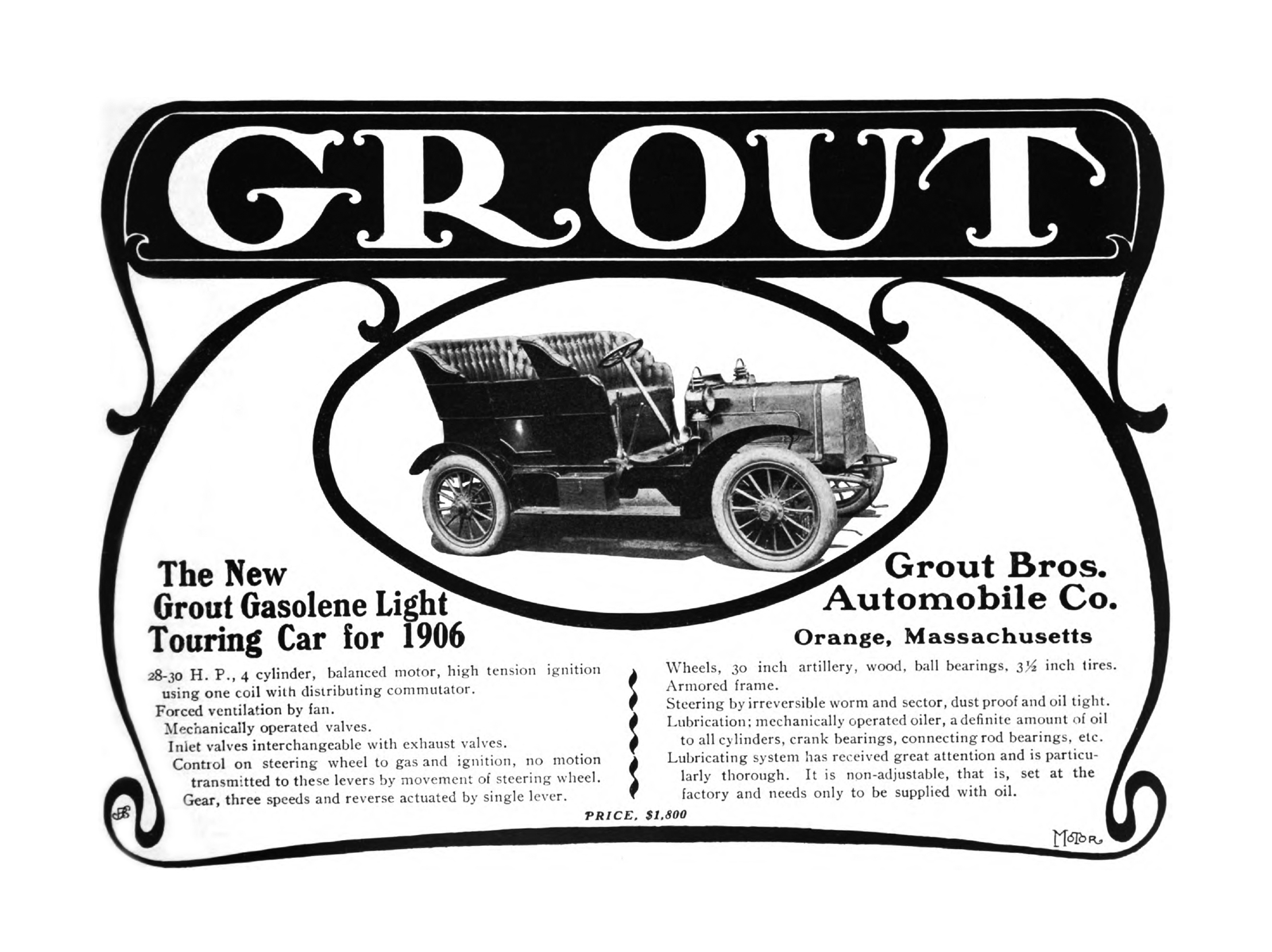 1906 Grout Bros Automobile Co. Touring Car ad.