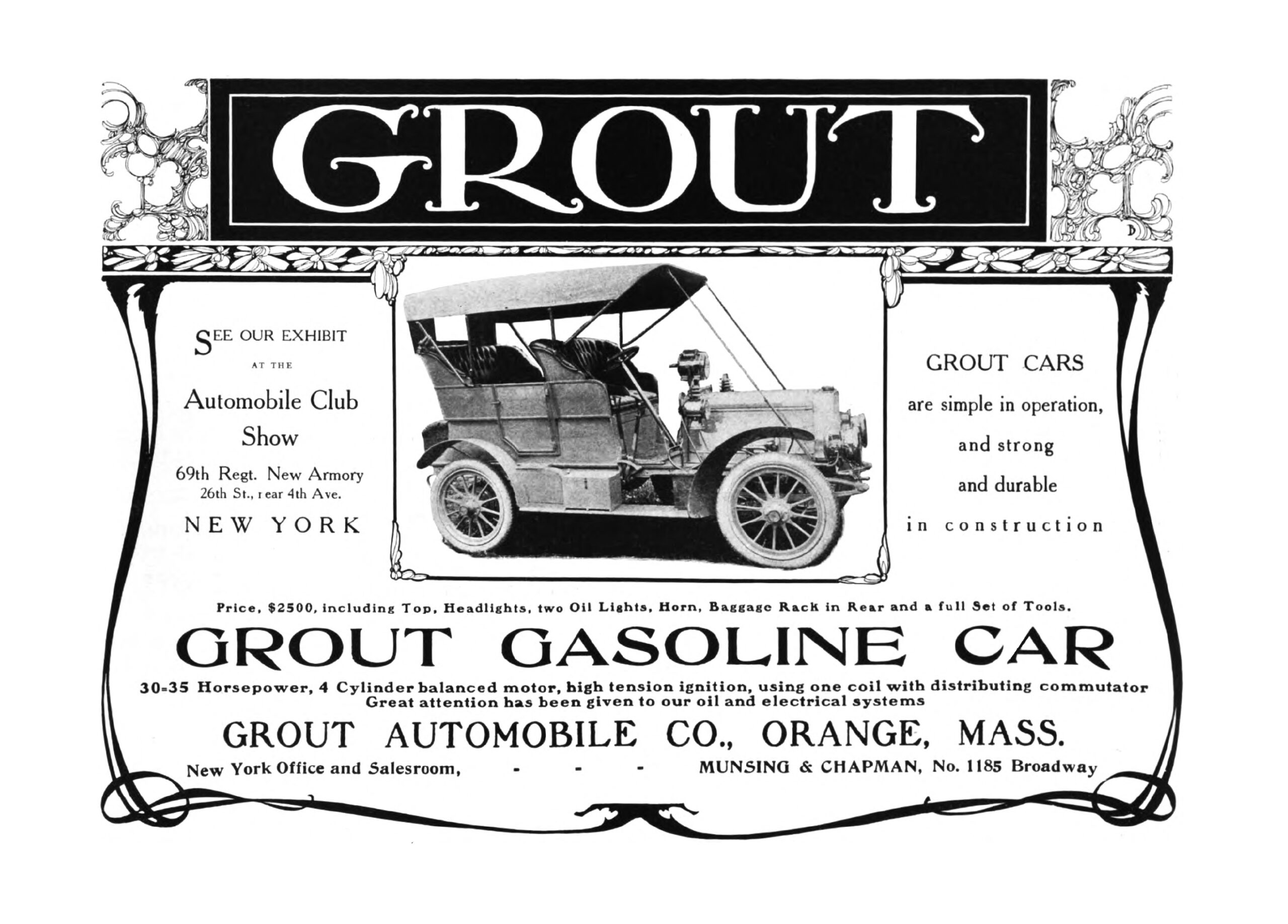 1906 Grout Bros Automobile Co. ad.