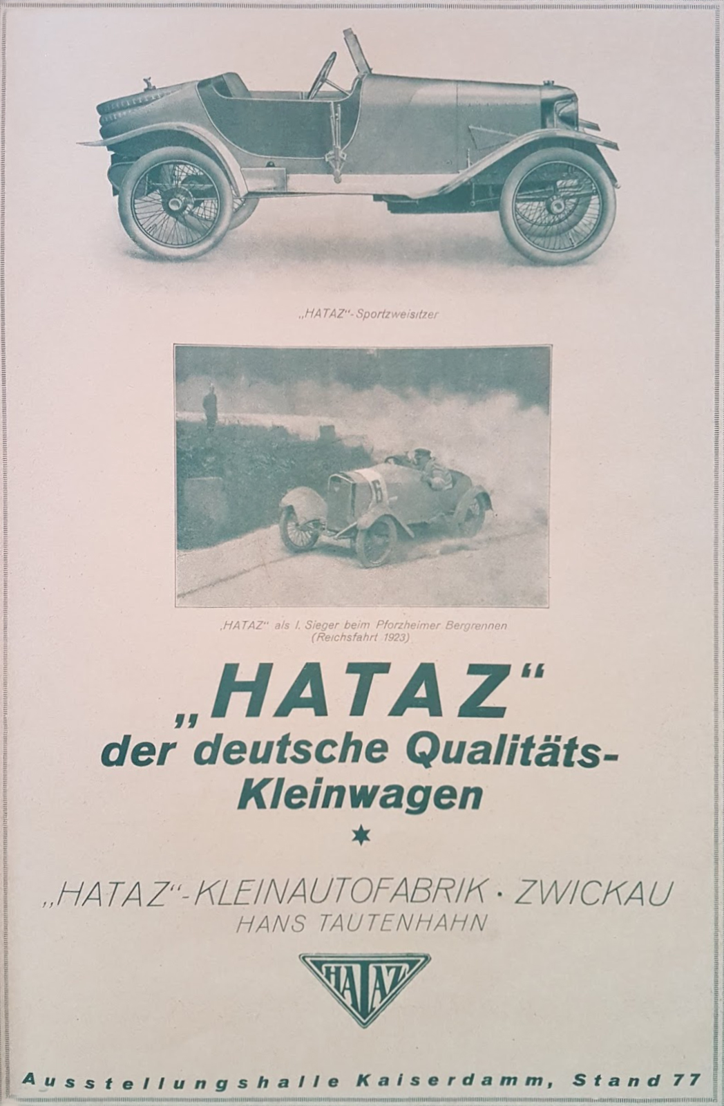 1923 Hataz ad. (source: Radiator Emblem Collection)