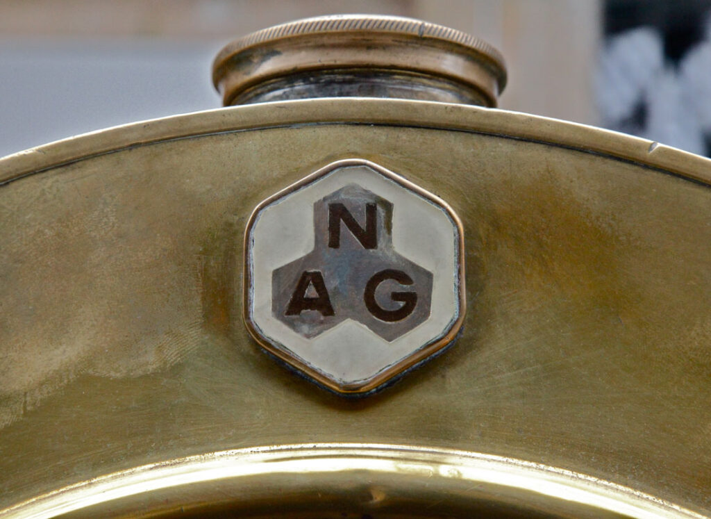 1913 NAG Rennsportwagen radiator emblem. (©Photo by Segura)