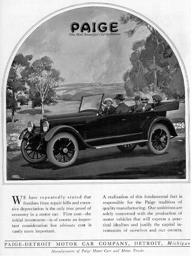 1920 Paige Touring ad in Vogue Magazine, June 1920. (source: Bill Roberts)