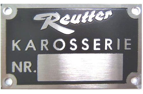 Reutter Karosserie Chassis Number Plate.