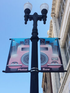 Motor Row street banners. (©Photo by Segura)